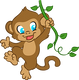 Max the monkey is a delightful character used on Crinklz adult diaper products. He's swinging on a vine in this image.